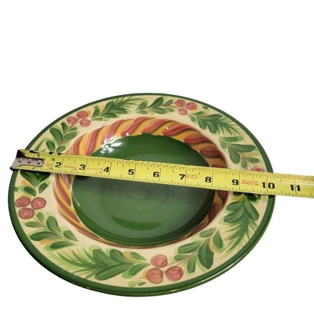 Christmas Memories Pasta Soup Bowl Signed Pittman Green Yellow 10